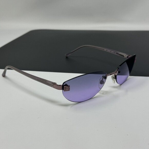 Vintage CHANEL Rimless Sunglasses 4069 C.225/90 Excellent Condition Pink Purple - Picture 2 of 16